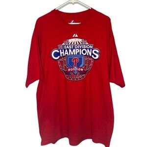 Red Licensed Majestic MLB Philadelphia Phillies 2009 NL East Champions T-Shirt